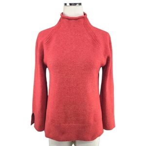 Ann Taylor LOFT  Red Rolled Mock Neck Sweater Size Small Brushed Knit Blend